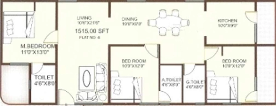3 BHK Flat in Mahaghar Tribhuvan Paradise in Marathahalli, Bangalore - Image 919204