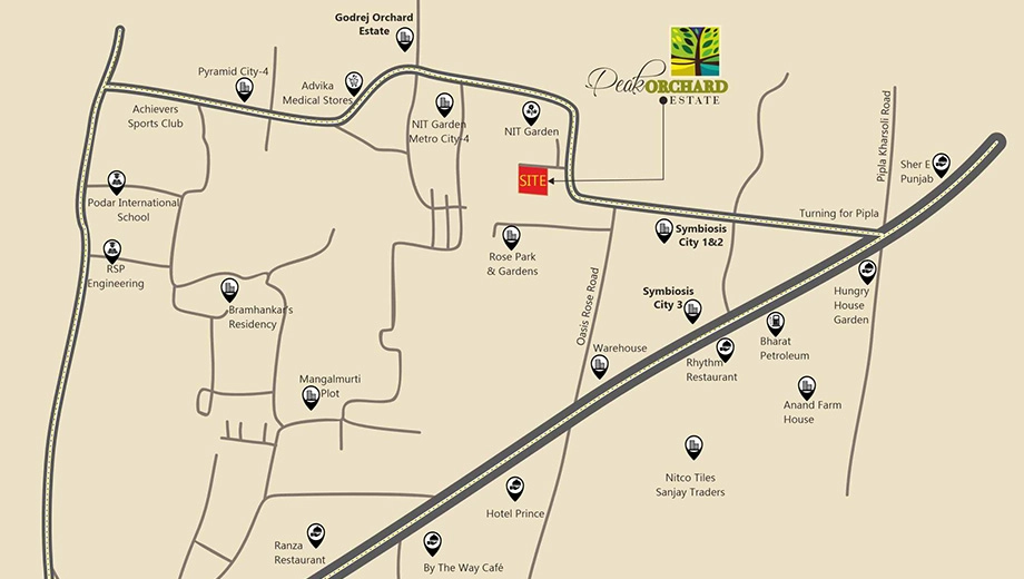 Location of Peak Orchard Estate in Wardha Road, Nagpur - Image 406629