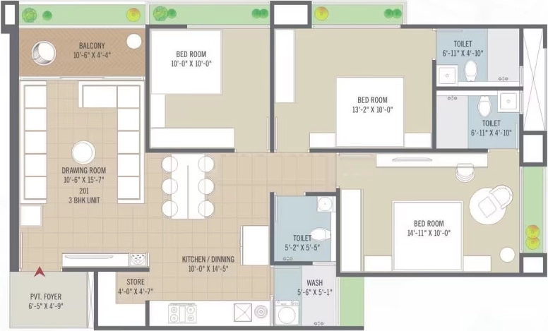 3 BHK Flat in Sarovar Solitaire in Khokhara, Ahmedabad - Image 919258