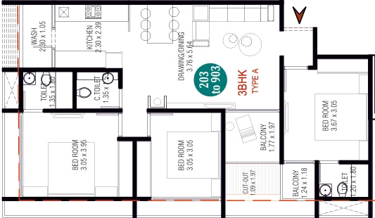 3 BHK Flat in Satsang Skyline in Ghuma, Ahmedabad - Image 919260