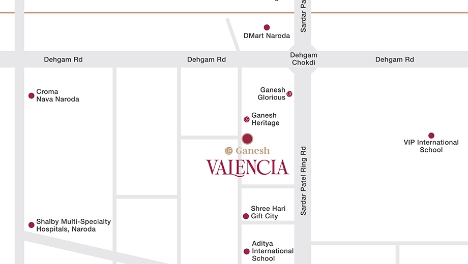 Location of Commercial Ganesh Valencia in Hanspura, Ahmedabad - Image 406029