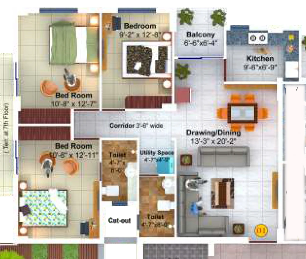 3 BHK Flat in Gen X Landmark in Danapur, Patna - Image 920244