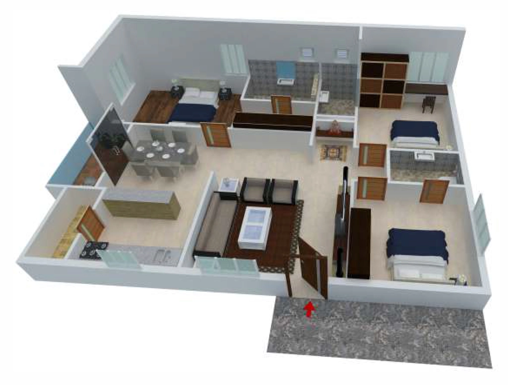3 BHK Flat in Arunodaya Blue Bells in Kodigehalli, Bangalore - Image 919344