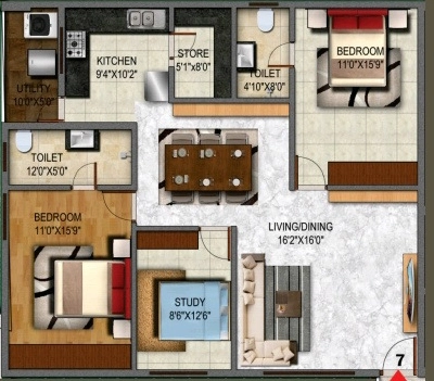 3 BHK Flat in Heriitage Signature in Shanti Nagar, Bangalore - Image 919345