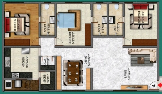 3 BHK Flat in Heriitage Signature in Shanti Nagar, Bangalore - Image 919348
