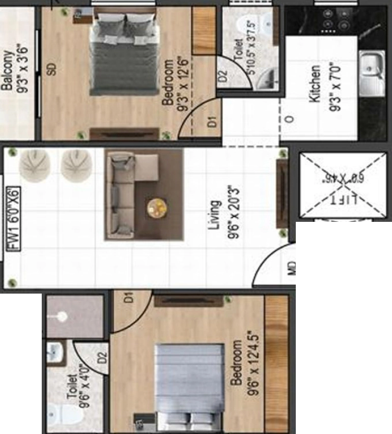 2 BHK Flat in Aiyngaran Aksharam in Valasaravakkam, Chennai - Image 919374