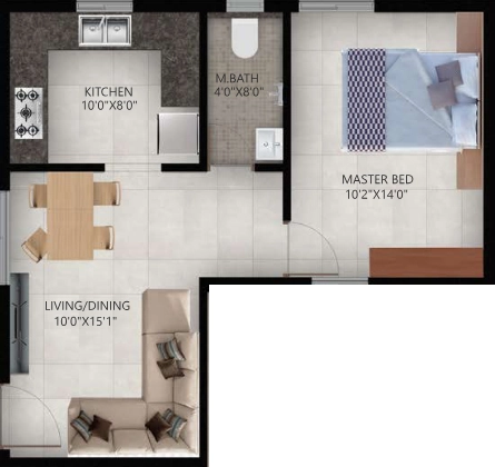 1 BHK Flat in Aiyngaran Tulip Arcade in Iyyappanthangal, Chennai - Image 919376