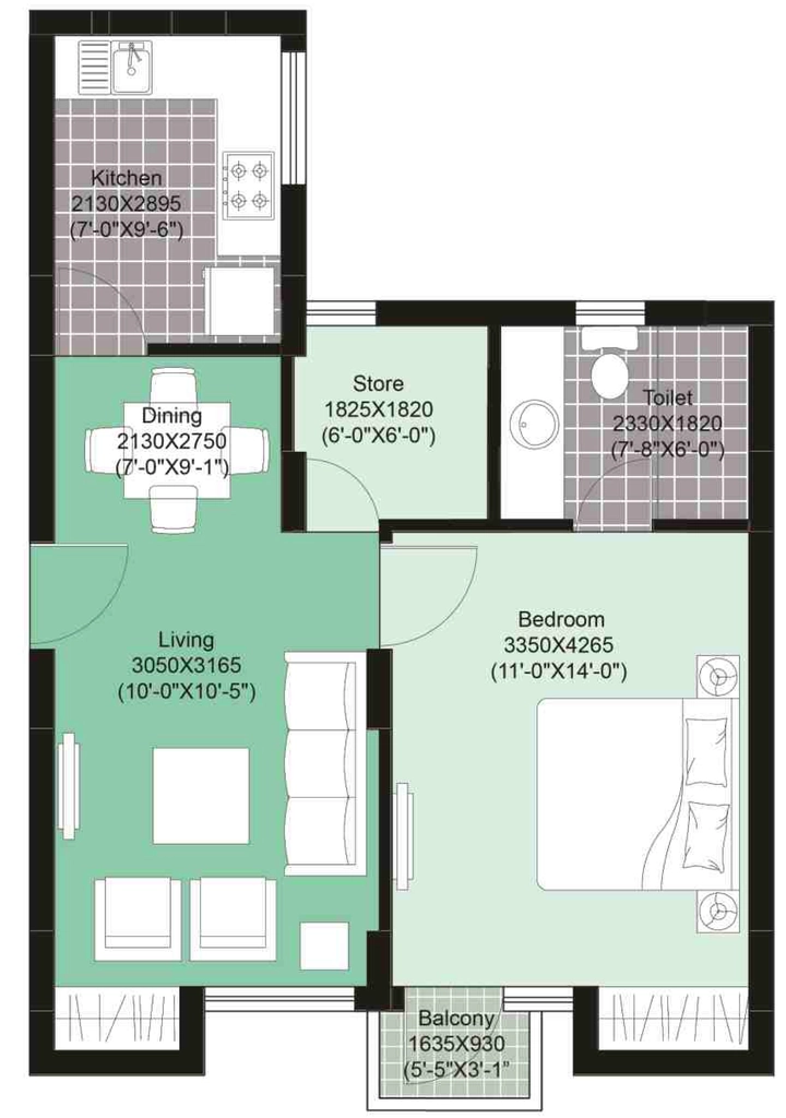 1 BHK  in Unitech Uniworld Gardens 2 in Sector 47, Gurgaon - Image 919393