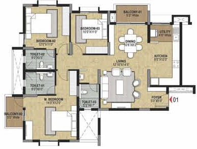 3 BHK Flat in Oceanus Classic in Kodigehalli, Bangalore - Image 919398