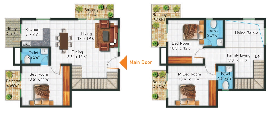 3 BHK Duplex in Honeycomb Silver Cloud in Jakkur, Bangalore - Image 919451