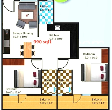 2 BHK Flat in Lakshmi Anugrah in Basapura, Bangalore - Image 919464
