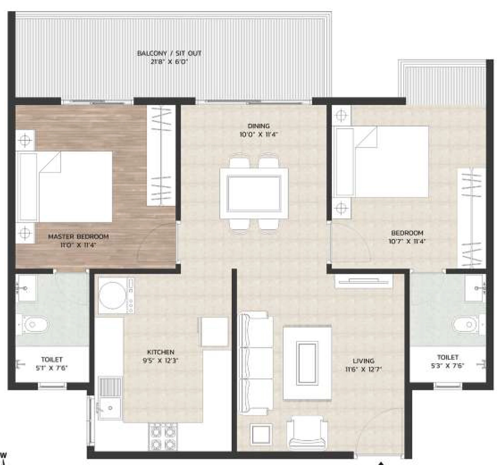 2 BHK Flat in Parth Gardenia Residences in Sahakara Nagar, Bangalore - Image 919433