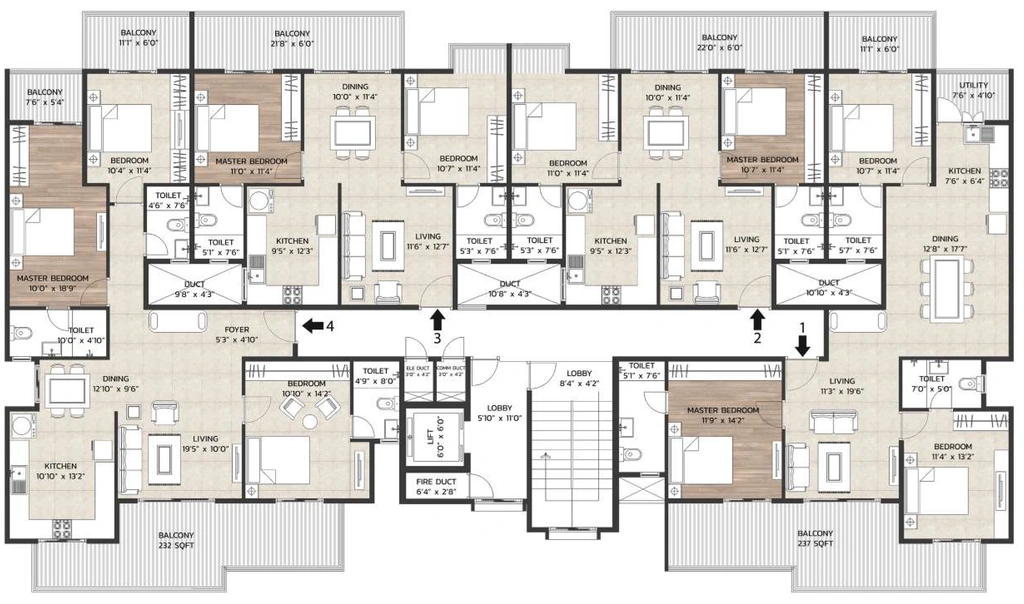 Floor Plan of Parth Gardenia Residences in Sahakara Nagar, Bangalore - Image 406398