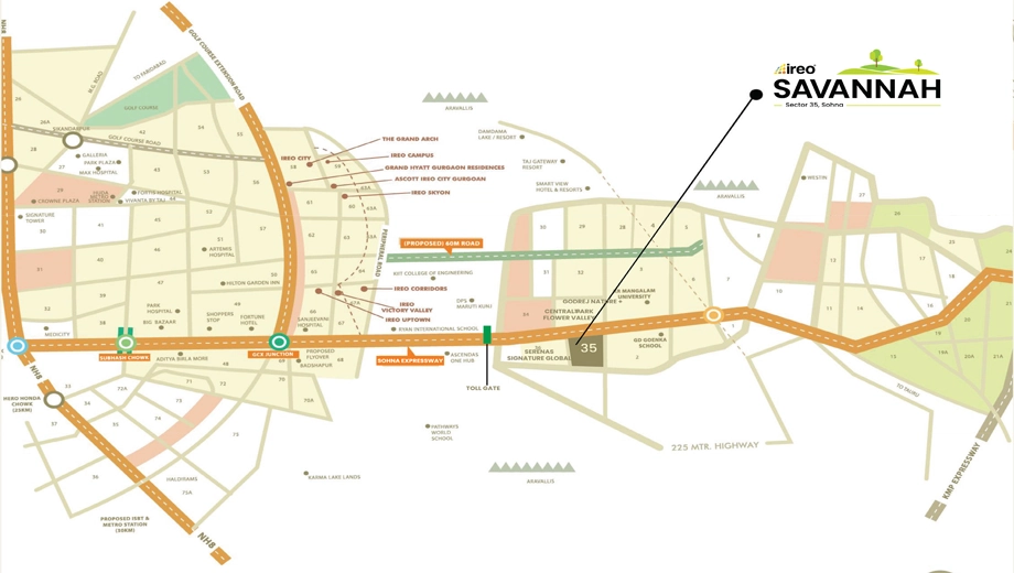 Location of Ireo Savannah in Sector 35, Gurgaon - Image 406359