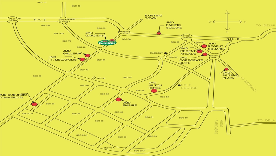 Location of JMD Gardens in Sector 33, Gurgaon - Image 406364