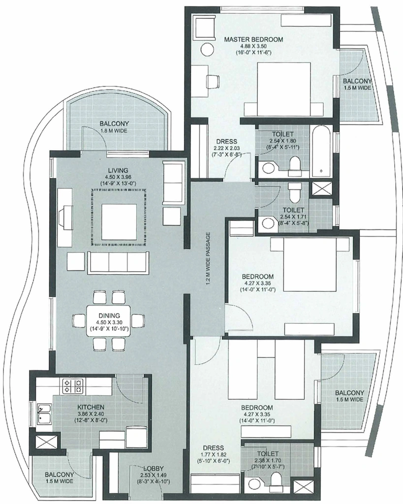 3 BHK Flat in Unitech The Close in Sector 50, Gurgaon - Image 919436