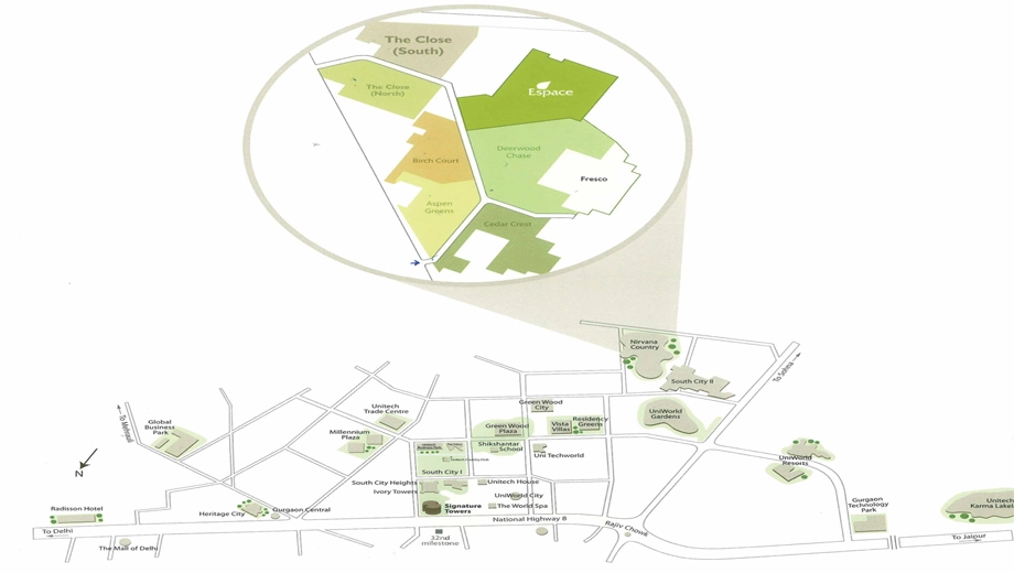 Location of Unitech The Close in Sector 50, Gurgaon - Image 406408
