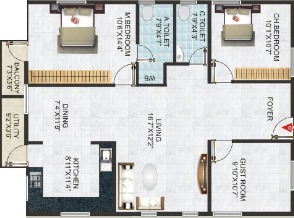 3 BHK Flat in Balaji Serenity in Electronic City, Bangalore - Image 919473