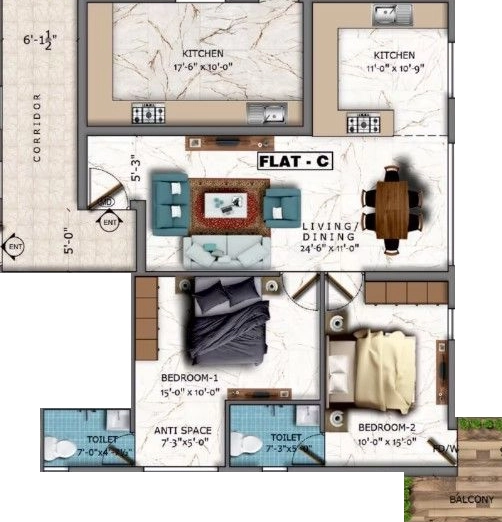 2 BHK Flat in Dhiya Sai Sree Lakshmi in K K Pudur, Coimbatore - Image 919547
