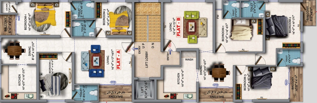 Floor Plan of Dhiyas Rajashree in Tatabad, Coimbatore - Image 406553