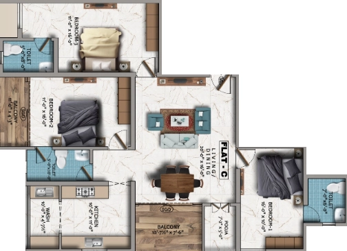 3 BHK Flat in Dhiyas Skanda Samriddi in Tatabad, Coimbatore - Image 919554
