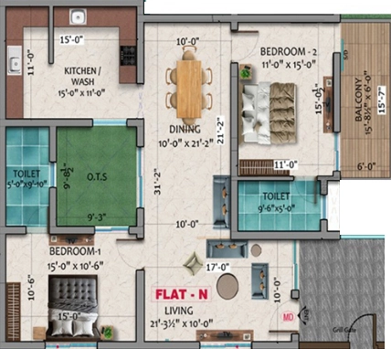 2 BHK Flat in Dhiyas Sai Rishabham in Thudiyalur, Coimbatore - Image 919565