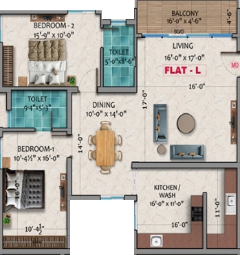 2 BHK Flat in Dhiyas Sai Rishabham in Thudiyalur, Coimbatore - Image 919566