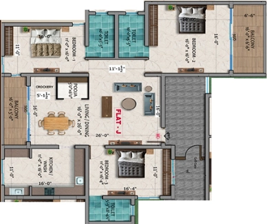 3 BHK Flat in Dhiyas Sai Rishabham in Thudiyalur, Coimbatore - Image 919578