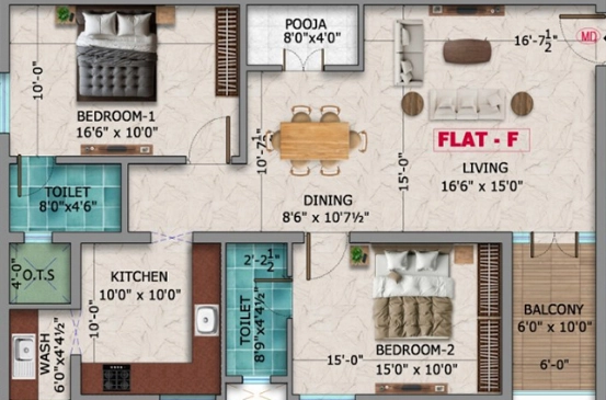 2 BHK Flat in Dhiyas Sai Bharath in Chinnavedampatti, Coimbatore - Image 919594