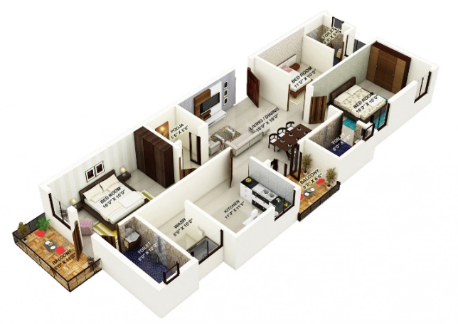 3 BHK Flat in Dhiyas Sowbhagyam in Koundampalayam, Coimbatore - Image 919599