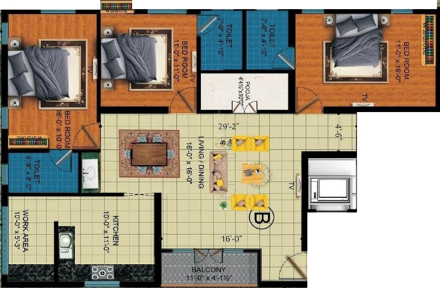 3 BHK Flat in Dhiyas Kottaram in Tatabad, Coimbatore - Image 919617