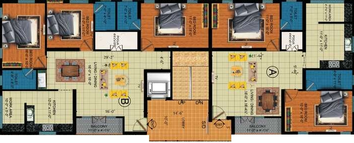 Floor Plan of Dhiyas Kottaram in Tatabad, Coimbatore - Image 406610