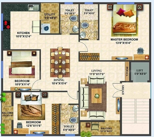 3 BHK Flat in Surath Sunrise Dwelling in Doddanekkundi, Bangalore - Image 919759