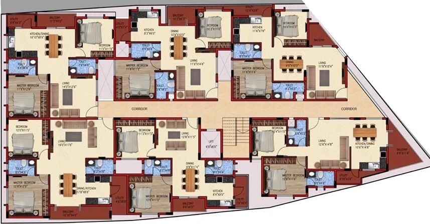 Floor Plan of Thiru TM Prema Sankalp in Hennur Road, Bangalore - Image 406870