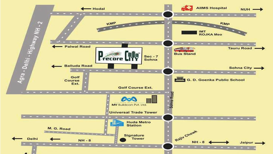 Location of MV Precore Greens in Sohna Road, Gurgaon - Image 406738