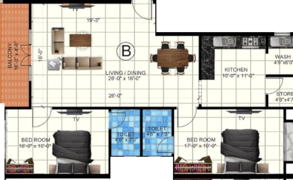 2 BHK Flat in Dhiyas Sai Soundaryam in Koundampalayam, Coimbatore - Image 919678