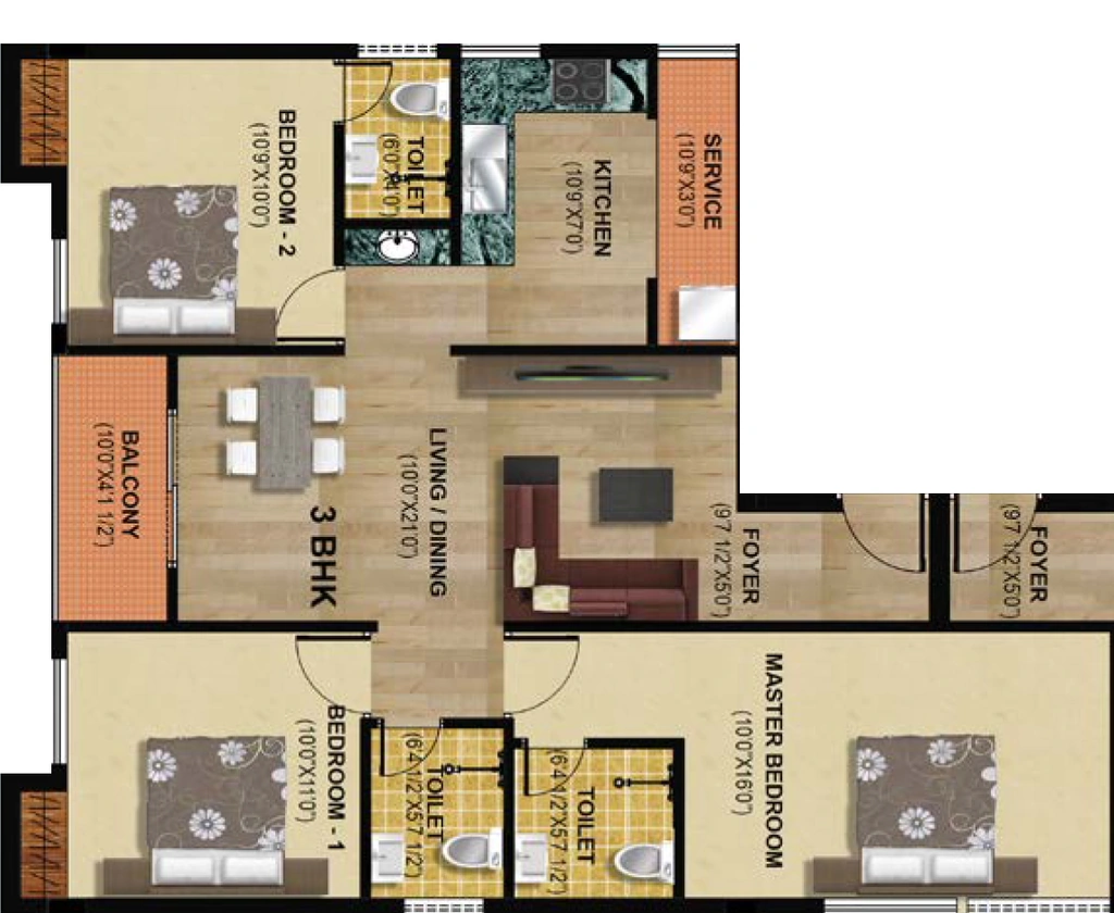 3 BHK Flat in Hari Aadhini in Saibaba Colony, Coimbatore - Image 919681