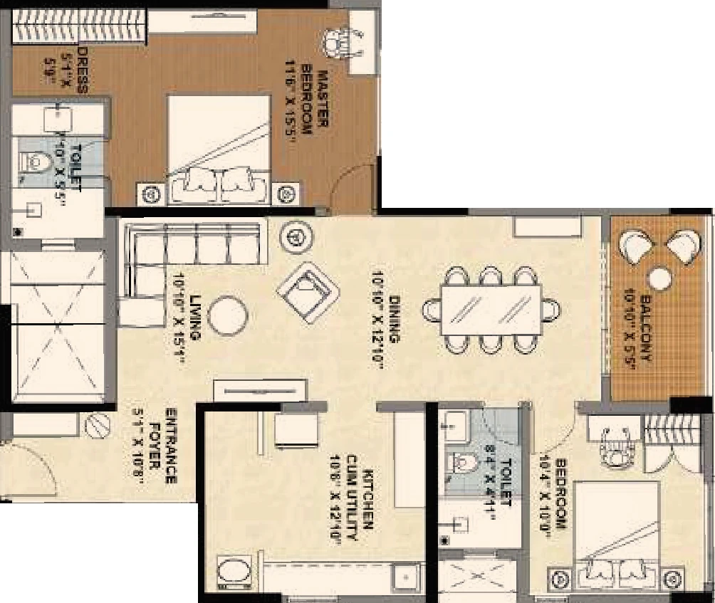 2 BHK Flat in Vascon Tulips Gold in Avinashi Road, Coimbatore - Image 919686