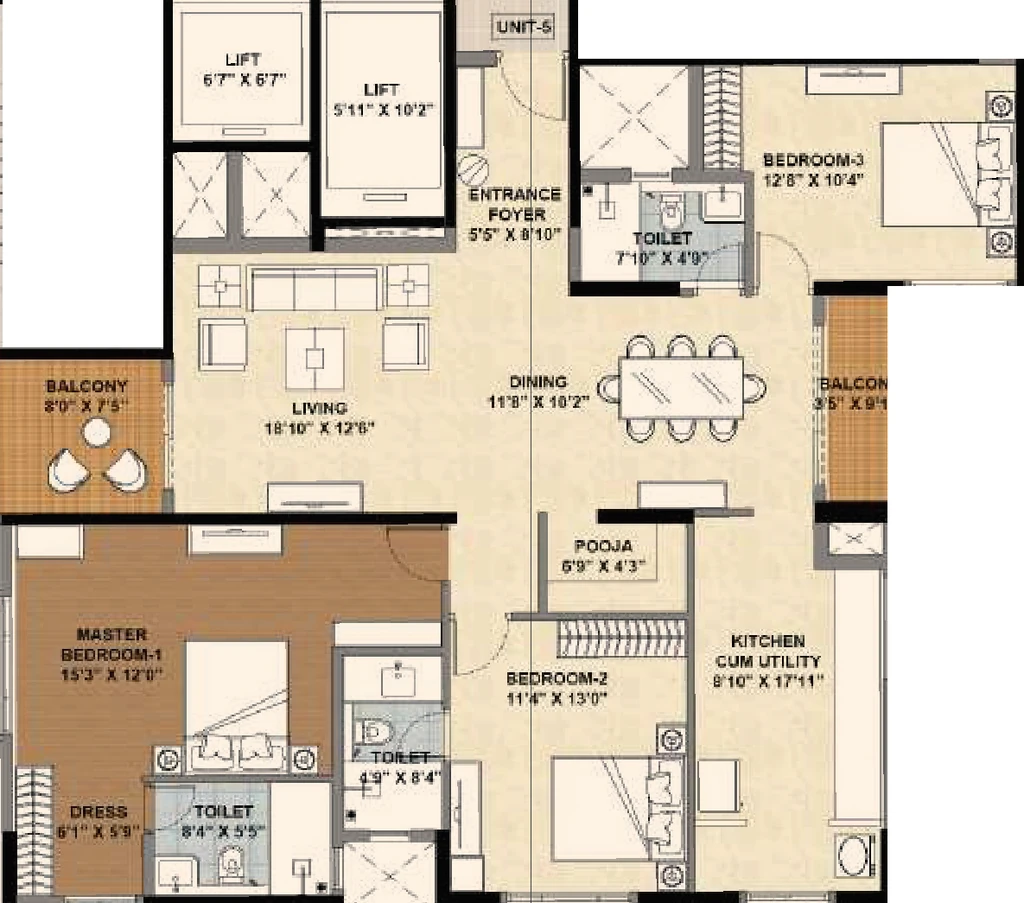 3 BHK Flat in Vascon Tulips Gold in Avinashi Road, Coimbatore - Image 919688