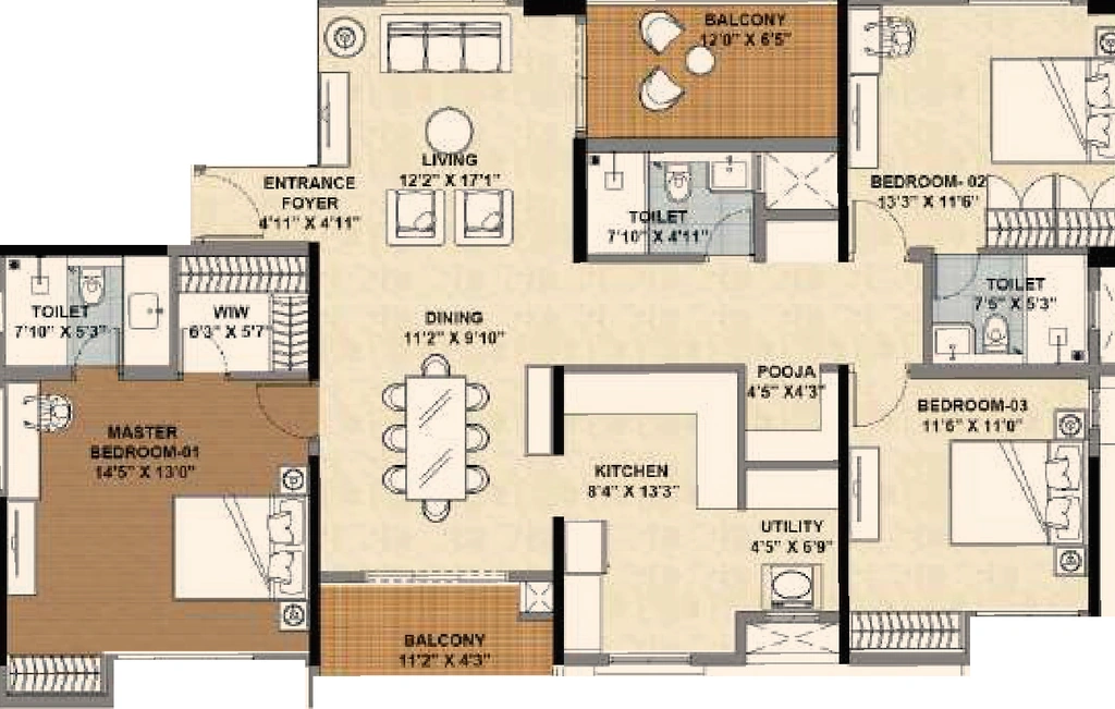 3 BHK Flat in Vascon Tulips Gold in Avinashi Road, Coimbatore - Image 919689