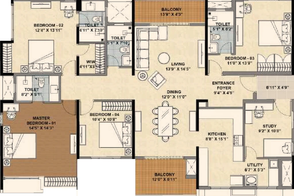 4.5 BHK Flat in Vascon Tulips Gold in Avinashi Road, Coimbatore - Image 919690