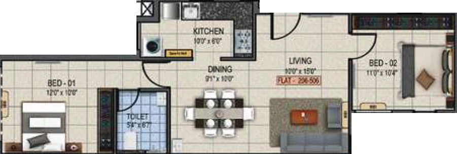 2 BHK Flat in Alamo XS Real Turin in Tatabad, Coimbatore - Image 919766