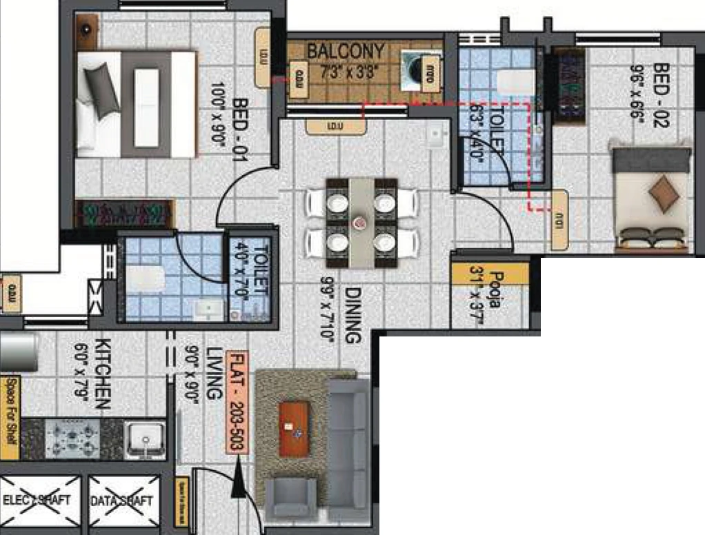 2 BHK Flat in Alamo XS Real Turin in Tatabad, Coimbatore - Image 919763