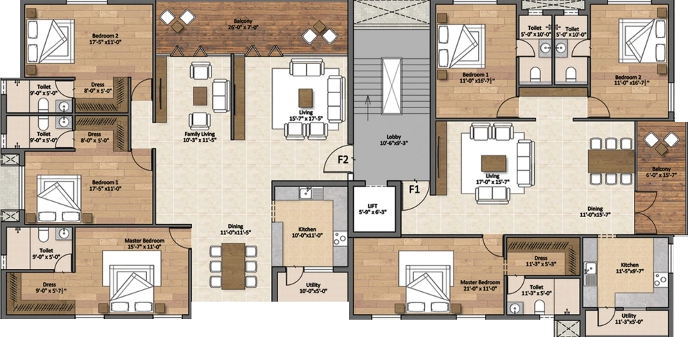 Floor Plan of Sanbrix Elvira in Sowripalayam, Coimbatore - Image 406947