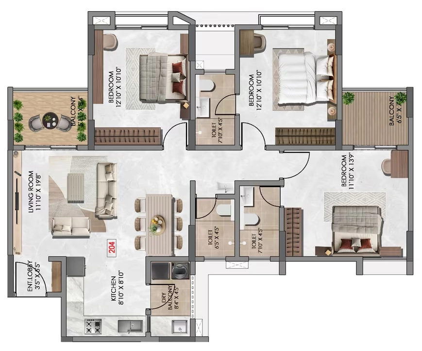 3 BHK Flat in LJB One Park Place in Warje, Pune - Image 919803