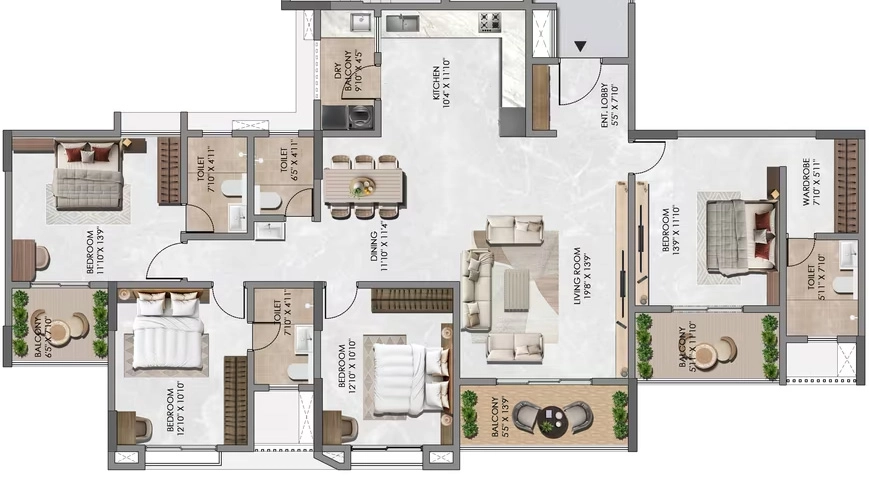 4 BHK Flat in LJB One Park Place in Warje, Pune - Image 919806