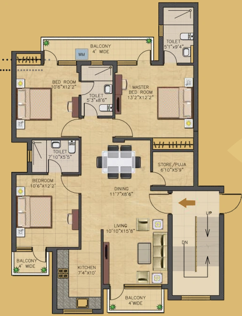 3 BHK Flat in Suncity Heights in Sector 54, Gurgaon - Image 919815