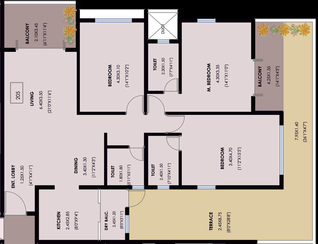 3 BHK Flat in SJ SkySqure in Warje, Pune - Image 919877