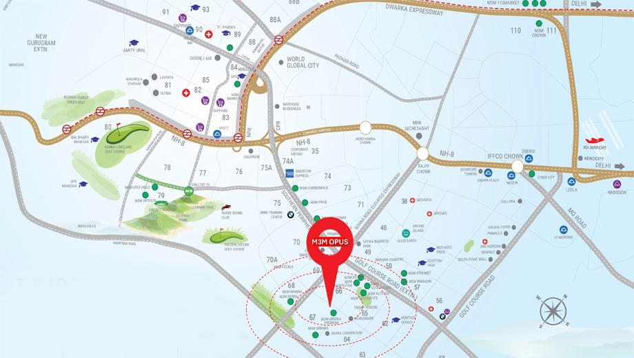 Location of M3M Opus in Sector 67, Gurgaon - Image 407072