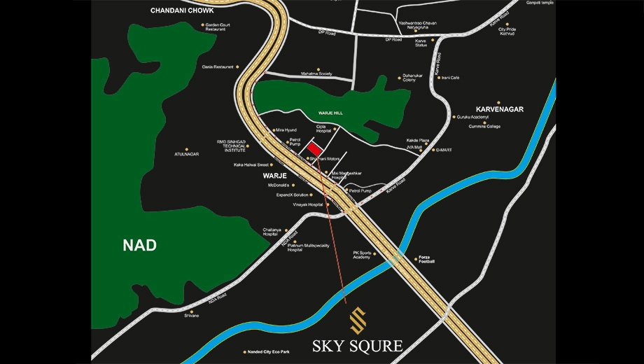 Location of Commercial SJ SkySqure in Warje, Pune - Image 407097